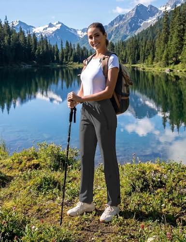 Women's Lightweight Hiking Pants Waterproof Quick Dry Joggers with Zipper Pockets