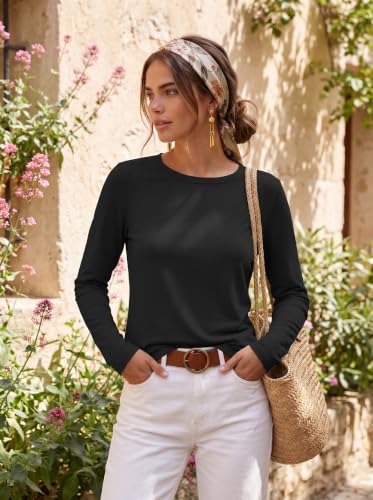 Ekouaer Women's Casual Long Sleeve Thermal Shirt - Large / Black