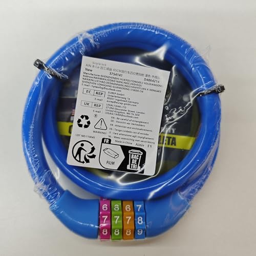 Ainiv Bike Lock, 25 inch Bike Lock Cable, Portable Anti Theft 4 Digits Codes Cable Locks, Resettable Combinations Coiling Bicycle Lock for Bike, Motorbike, Scooter, Skateboard, Gate, Fence (Blue)
