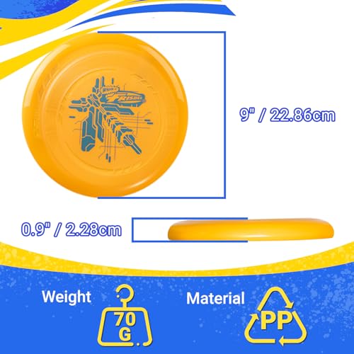 Wham-O 9 Inch Flying Disc Set - Lightweight Outdoor Lawn Games for Kids & Family - 4 Pack