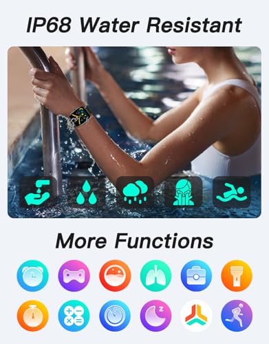 Cloudpoem Black Fitness Tracker Watch - No Bluetooth or Phone Needed, 1.8" Screen