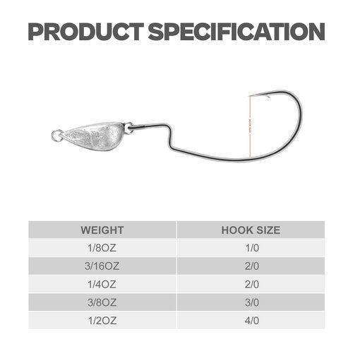 OJY&DOIIIY Weighted Texas Rig Hooks, Weedless Swimbait Jig Heads for Bass Fishing 1/8oz 3/16oz 1/4oz 3/8oz