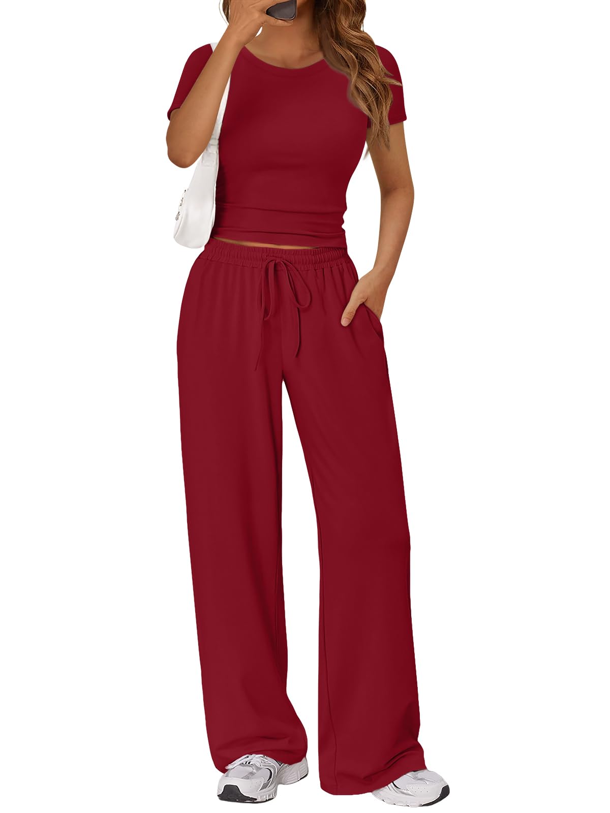 Trendy Queen Womens 2 Two Piece Set 2026 Summer Workout Vacation Gym Clothes Spring Fashion Lounge Matching Airport Travel Outfit Resort Wear Fitness Athleisure Clothing