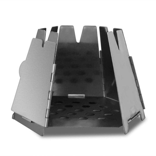 HUIOP Mini Folding Stainless Steel Hexagon Wood Stove - Portable Outdoor Camping Backpacking Cooking Stove