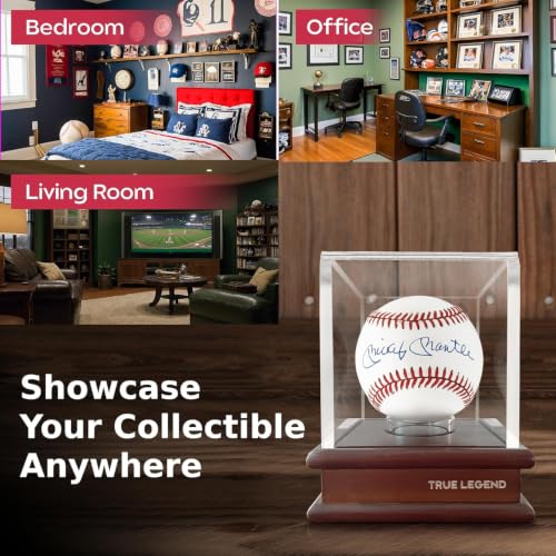 Baseball Display Case with UV Protection and Wooden Base - Clear Acrylic Holder