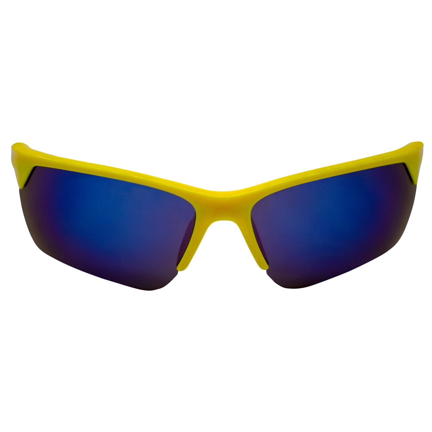 AlterImage Orion Wraparound Sports Retro Sunglasses for Men or Women Yellow Semi-Rimless Frame w/Coinjected Black Rubber Tips & G-Tech Blue Lenses
