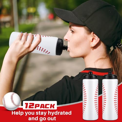 12 Pack 20oz Baseball Water Bottles Bulk Reusable Sports Hydration Bottles