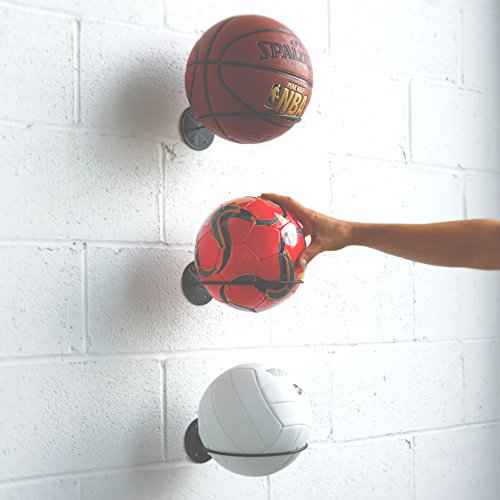 Wallniture Sporta Wall Mounted Ball Storage Sports Ball Holder Rack Display Storage Steel (Black)