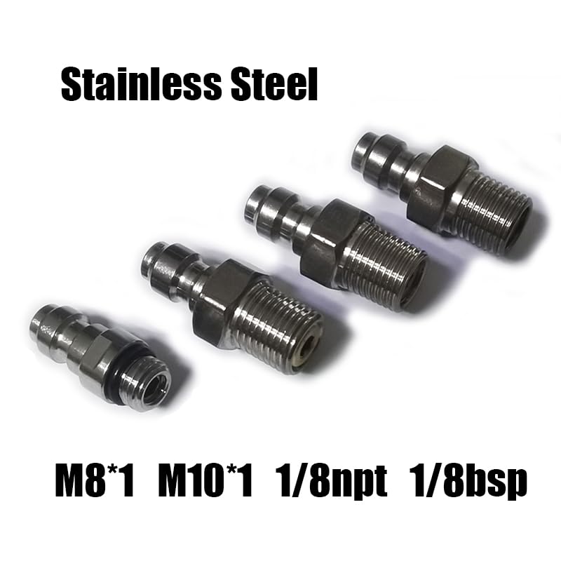 8mm Fill Nipple Male Quick Disconnect Valve with One Way Foster Stainless Steel for Paintball Airsoft PCP Diving Mountaineering (M10*1 Thread)