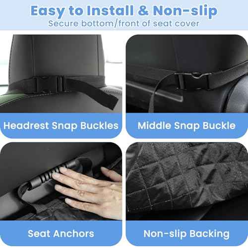 Dog Car Seat Covers, Waterproof Front Seat Cover for Dogs, Scratch-Proof, Nonslip Pet Passenger Seat Cover Protector, Universal Fit for Cars Trucks SUVs, Standard Size, Black