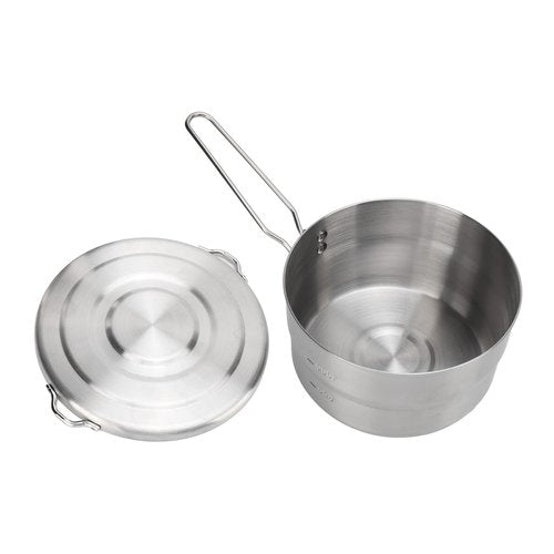 Stainless Steel Camping Cook Pot,Topyond 1.5L Camping Cookware with Lid and Folding Handle, Large Capacity Bento Pot for Outdoor Backpacking Camping Hiking Picnic(with Storage Bag)