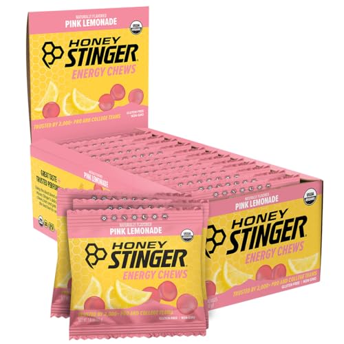 Honey Stinger Organic Pink Lemonade Energy Chews Pack of 12 - Gluten & Caffeine Free Sports Nutrition