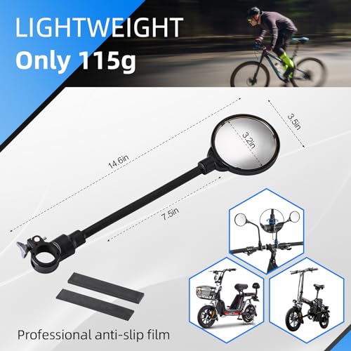 ROCKBROS Bike Mirror Handlebar Mount 360¡ÆRotatable Adjustable Bicycle Rear View Mirror HD Wide Angle Clear Acrylic Convex Safe Bike Mirror for Mountain Road Bike Electric Motorcycle