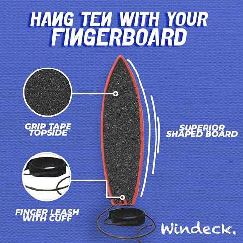 Finger Surfboard ? Red Shred Mini Finger Board Surf Toy for Kids & Skaters | Hand Surfboard with Grip Tape & Leash | Ride Wind from Car Window or Imagination | Fun Travel Gift for Surf Fans