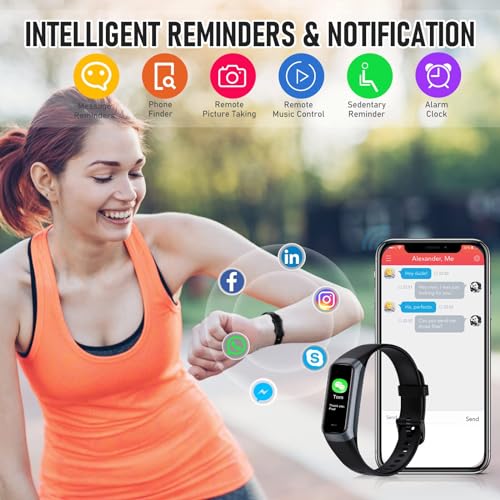 Bakoor Black Fitness Tracker with 24/7 Heart Rate & Sleep Monitoring, Waterproof Step Counter, 1.10" AMOLED Screen, Men Women
