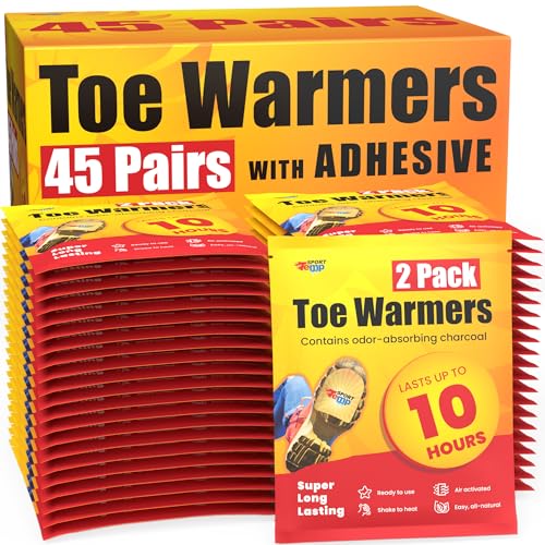 45 Pairs Toe Warmers - Up to 10 Hours Heat, Adhesive, Ultra Thin, All Natural - Sport Temp