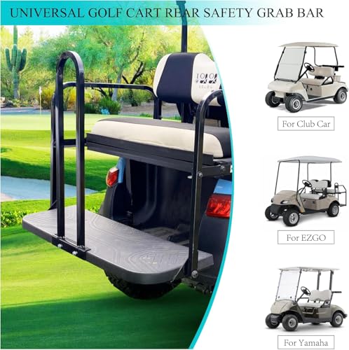 Heavy Duty Metal Rear Seat Safety Grab Bar for Golf Carts - Universal Fit for EZGO TXTXV, Club Car, Black