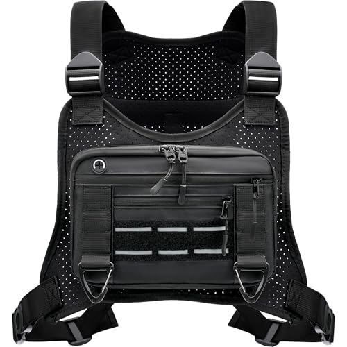 Sport Chest Bag for Men - Lightweight Water-Resistant Running Pack with Phone & Extra Storage - Black Breathable Design