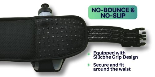 Hydrabelt Ultra Hydration Belt for Runners, 2 Pockets, 10oz BPA Free Water Bottles, No Bounce, Waterproof, Black, One Size, Hydration belt with 2 pockets and 2 water bottles