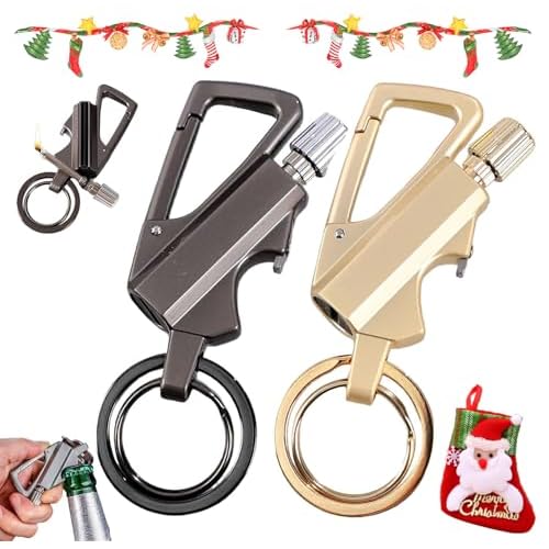 2 Pack Permanent Match Infinity Lighter with Multitool Keychain Bottle Opener, Reusable Waterproof Match Strike Anywhere, Forever Flint Fire Starter for Outdoor Survival, for Men