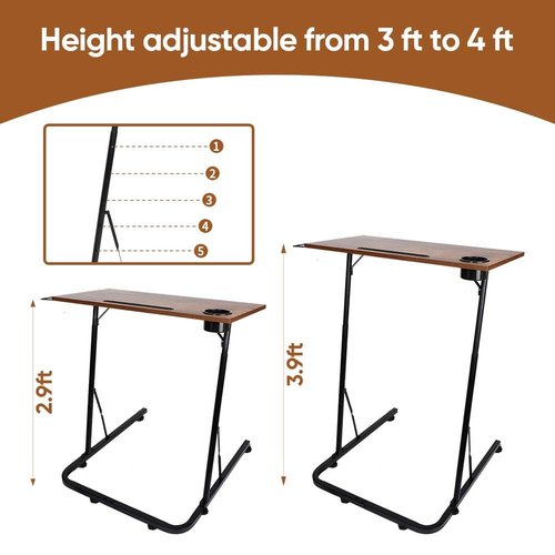 Derkerry Adjustable Bike Trainer Fitness Desk Portable Bike Desk Workstation Standing Table for Walking Pad Treadmill for Indoor Cycling