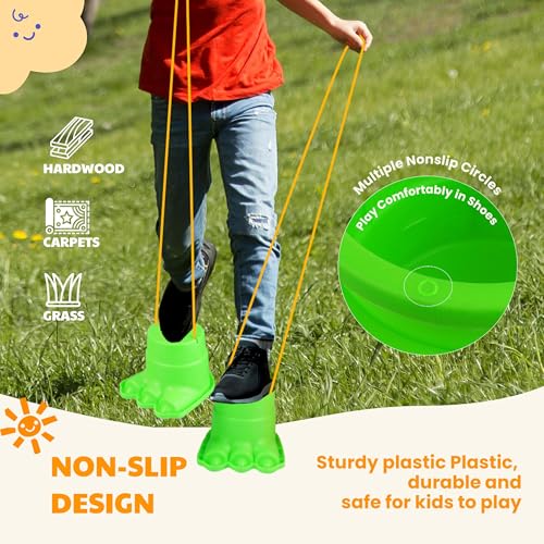 Kids Balancing Stilts Set - 4 Pairs of Monster Feet for Balance and Coordination, Indoor & Outdoor Play for Ages 4-10