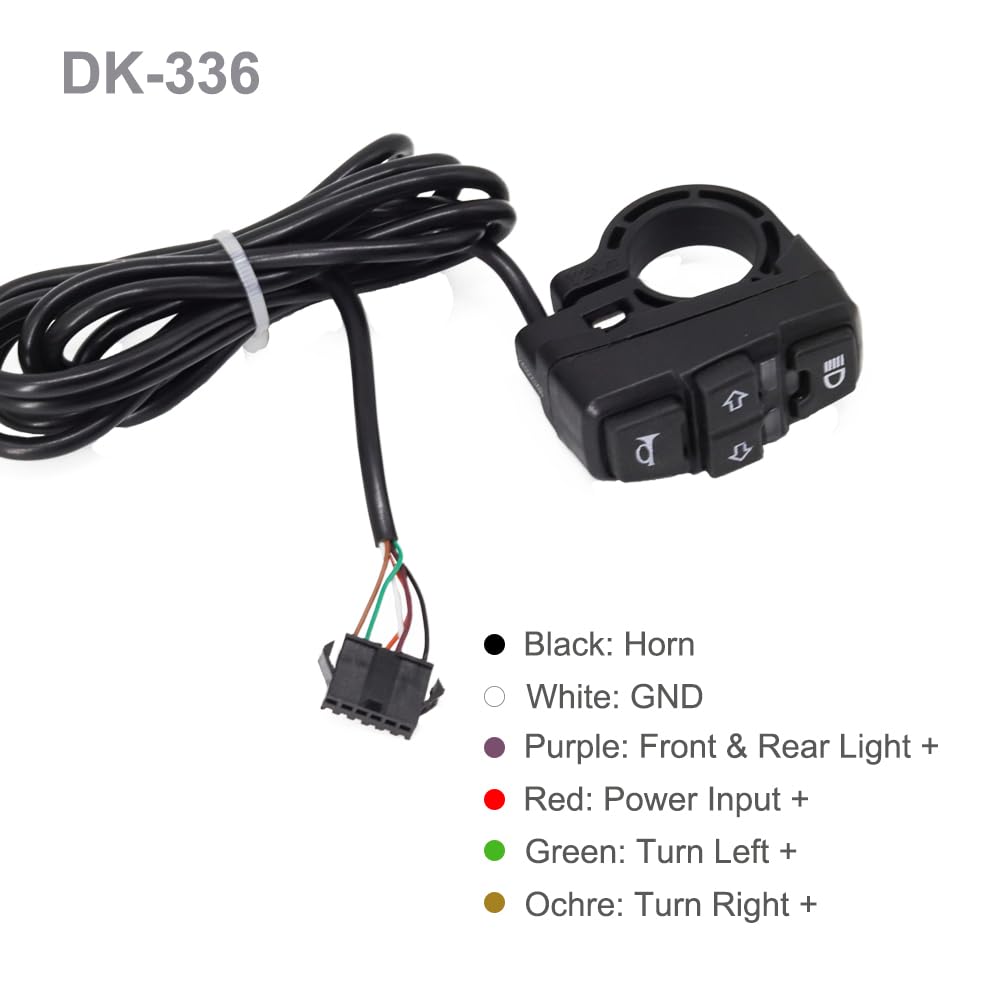 36V 48V Ebike Light Kit, Electric Bike Headlight Horn 100dB, Ebike Tail Light with Turn Signal, Fits Rear Rack Mount Holes 50mm 80mm, Not Compatible with Waterproof Controller or Middle Motor