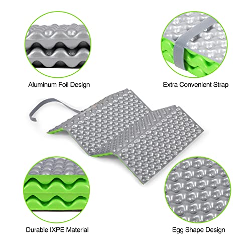 Redcamp 2-Pack Foldable Foam Hiking Seat Pads with Egg-Nest Support - Green