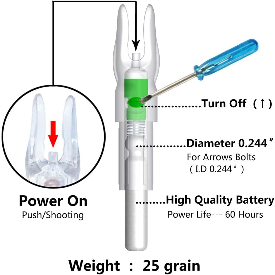 9PCS S Lighted Nocks for Arrows with .244 Inside Diameter Automatic Compound Bow Arrow Nocks for Hunting Shooting