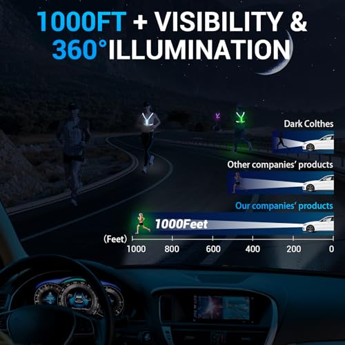 Led Reflective Vest Running Gear£¬7 Lights Colors Light Up Running Vest, Rechargeable High-Visibility Adjustable Vest for Running, Cycling, and Night Activities£¨Green£©
