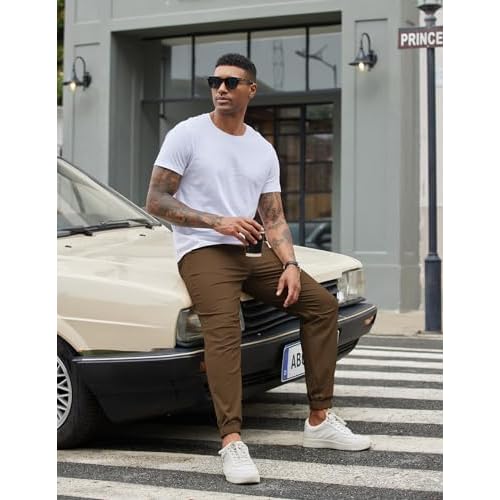 COOFANDY Mens Casual Joggers Pants Cotton Chino Cargo Sweatpants Hiking Outdoor Track Drawstring Pants