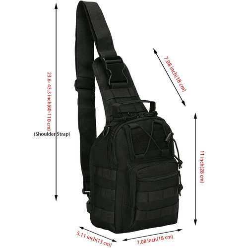 NuCamper Tactical Sling Bag Pack Military Rover Shoulder Backpack Molle Assault Range Bags Men's Chest Pack for Hiking,Travel (Black)