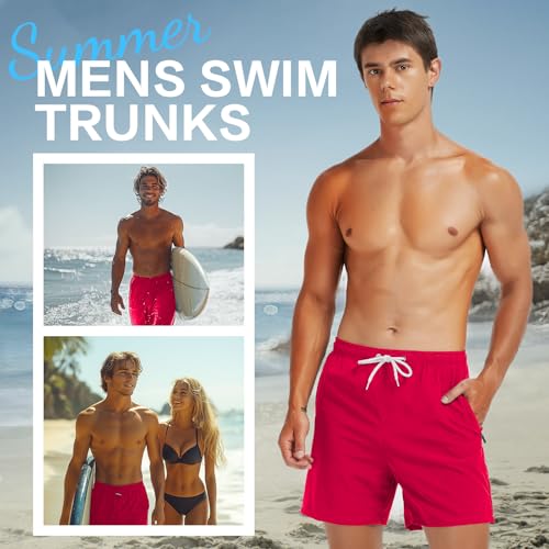 Scotamalone Mens Swim Trunks Swimming Shorts Swimwear Bathing Suits Quick Dry with Zipper Pockets