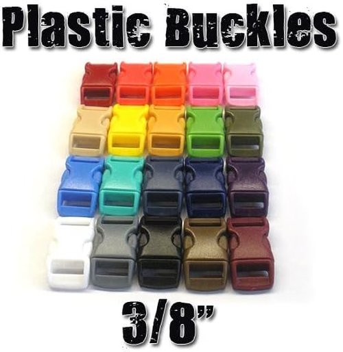 Contoured Side Release Buckles - 3/8" Paracord - 5, 10, & 20 Pack - 30+ Colors