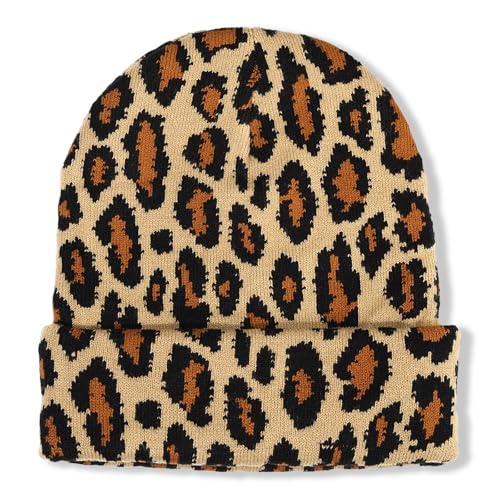 Camo Beanie Hat for Men Women Giraffe Cow Print Leopard Cheetah Print Gifts Knit Hat Funny Animal Themed Stuff Lover Gifts