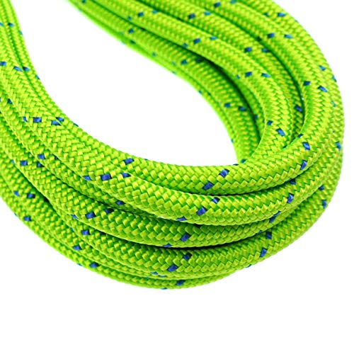6mm Double Braid Climbing Accessory Cord Rope - Green, 20ft with Variation