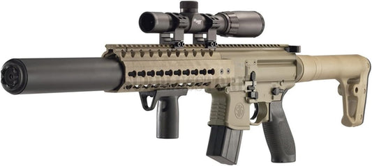Sig Sauer Hunting Firearm Air Rifle 177 Cal CO2 Powered FDE 30 rd Pellet Mag 14x24mm AirScope Hunting Firearm Handguard 600 FPS