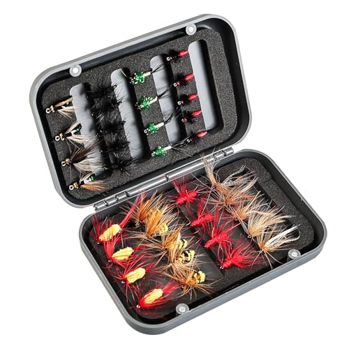 Fly Fishing Flies Assortment Kit with Magnetic Fly Box - 36 Hand-Tied Lures for Trout Bass Pike