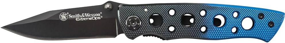 Smith & Wesson Extreme Ops CK111S 7.3in S.S. Folding Knife with 3.1in Serrated Clip Point Blade and Aluminum Handle for Outdoor, Tactical, Survival and EDC