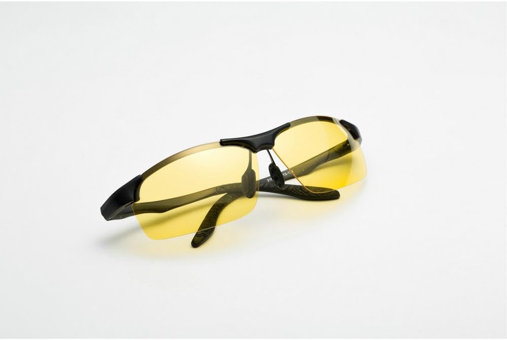 mincl/Polarized Sports Sunglasses for Running Cycling Fishing Night-vision Frame -yhl (black-yellow, black-yellow)