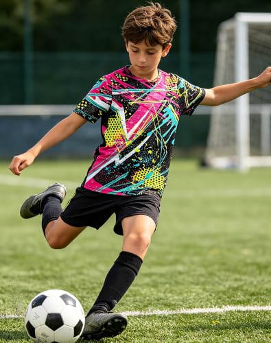 Kids Mesh Athletic T-Shirt - Quick Dry, Moisture Wicking, Neon Color 11-12Y