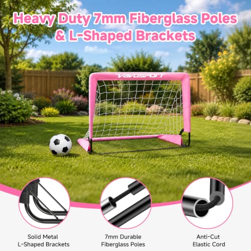 Pink Mini Toddler Soccer Goal Set 2 Pack 2x1.5 ft Backyard Kids Sports