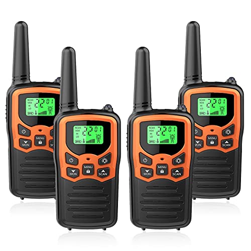 MOICO Walkie Talkies Two-Way Radios for Adults - 4 Pack, Orange, 22 Channels