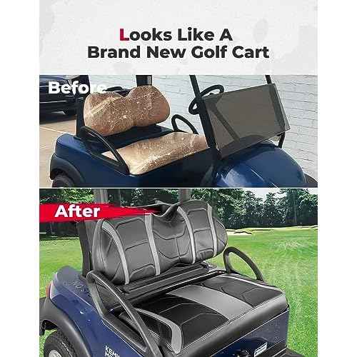 KEMIMOTO Golf Cart Seat Covers Compatible with Club Car Precedent, Tempo, Onward OEM Front Seats, No Staples Needed