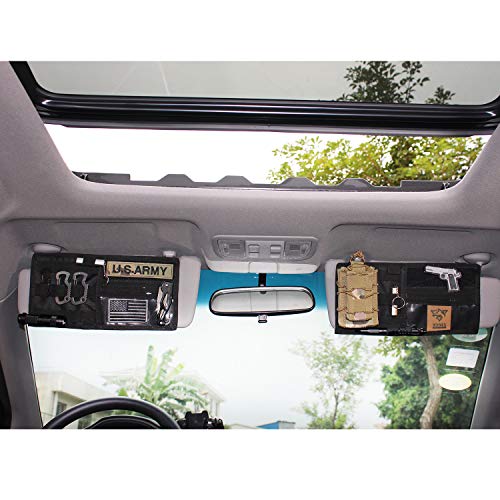 WYNEX Car Sun Visor Organizer MOLLE Panel Black Small - Universal Vehicle Storage