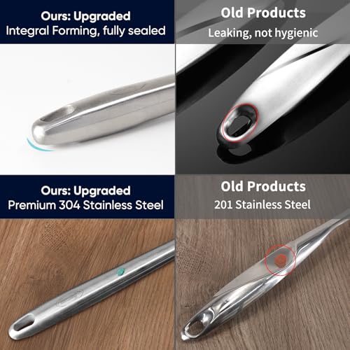16.8 Inch Stainless Steel Slotted Spoon with Vacuum Handle - Durable Kitchen Utensil