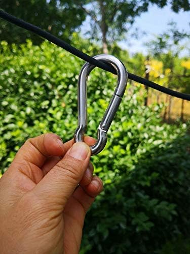 Jingyi 4mmx40mm Carabiner Clip Heavy Duty Snap Hook, 316 Stainless Steel Spring Clip Keychain, Holds Up to 40lbs(Max), Home use, 4pcs