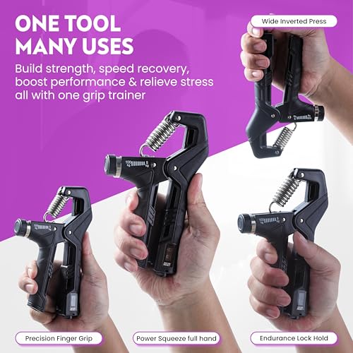 Hand Gripper Strengthener Pack A - Adjustable Resistance 22-220Lbs Forearm Exerciser for Muscle Building & Injury Recovery