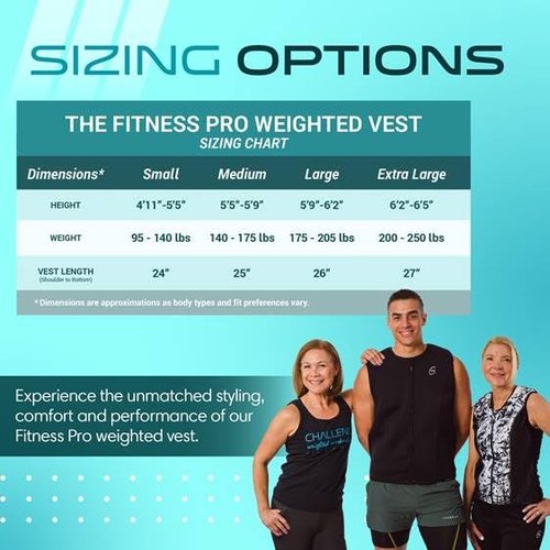 Challenge Weighted Workoutwear - Weighted Workout Vest, Compression Weighted Fitness Pro Vest, Strength Training Weight Vests with ⅛’ Thick Weights, Weight Vest Holds Up to 16 Lbs, X-Large