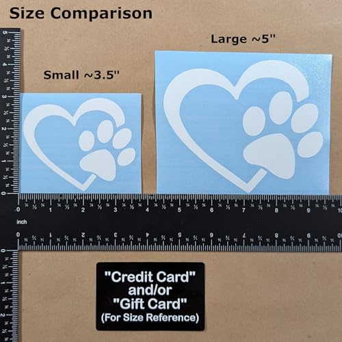 Large White Dog Paw Decals 4 Pack - Love Heartbeat Print & Variations